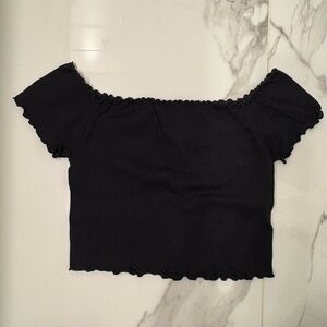 Aeropostale Black Ruffled Crop Top